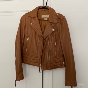 Michael Kors REAL leather jacket. Size small in luggage color.